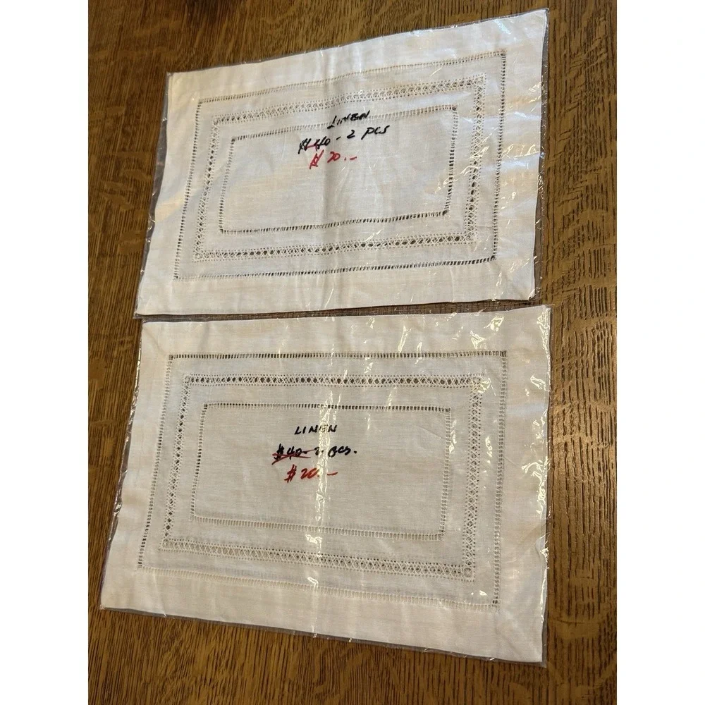 Set of 4 Linen Beige Mini Placemats 8